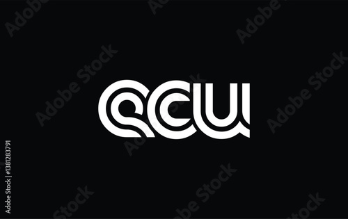 ECU Creative Unique Modern Letter Logo Design. Stylized logo featuring a unique letter design, presenting abstract minimalist aesthetics and modern appeal.