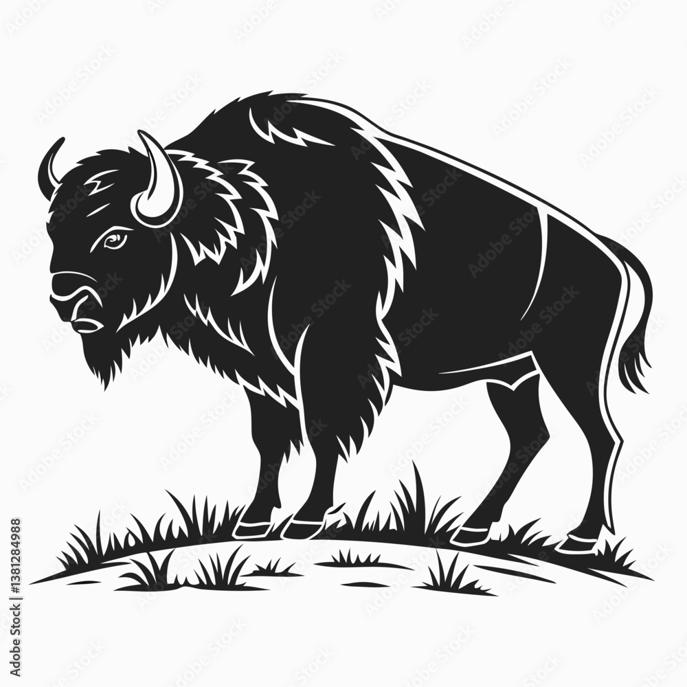 Obraz premium buffalo sihouette black vector