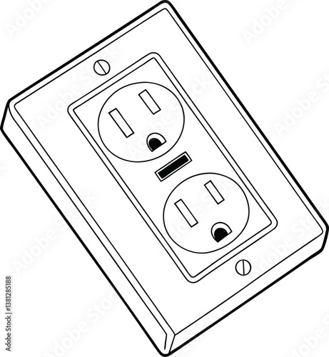 electrical outlet on white background
