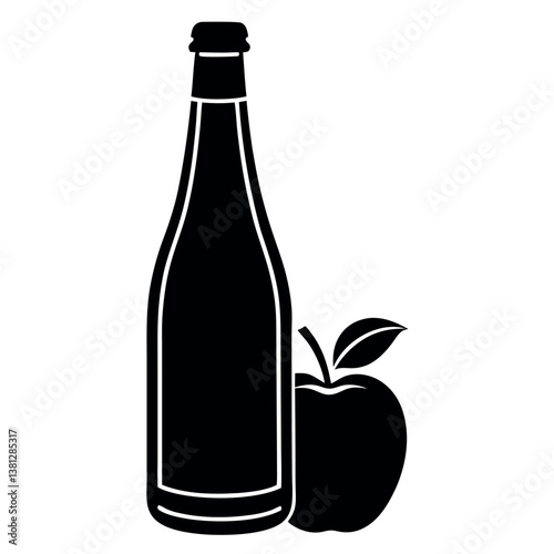 Cider apple silhouette illustration.