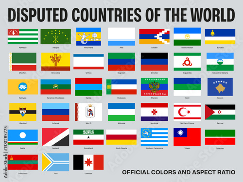 Flags of disputed territories and unrecognized states of the world