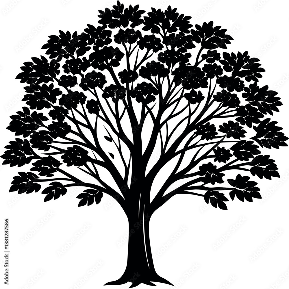 Obraz premium Black and white vector tree