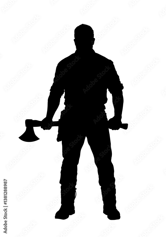 Lumberjack silhouette with an axe - vector illustration Lumberjack silhouette with an axe - vector illustration