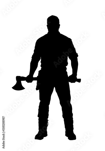 Lumberjack silhouette with an axe - vector illustration