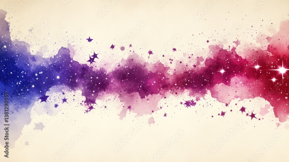 Fototapeta premium Cosmic Watercolor Galaxy: A Dreamy Nightscape