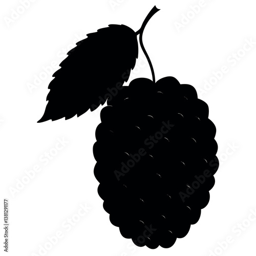 Mulberry silhouette illustration on white background.