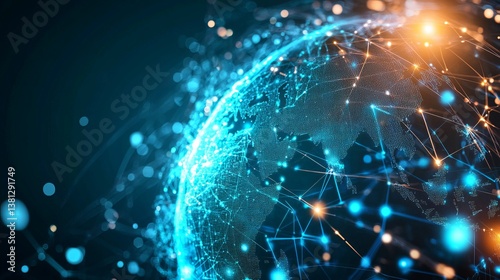 Illuminated globe with glowing connections representing global network technology concept