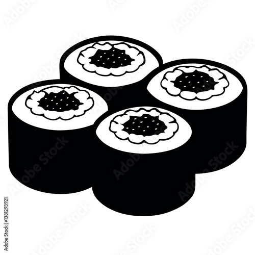 Sushi-rolls-silhouette-illustration-on-white-background.