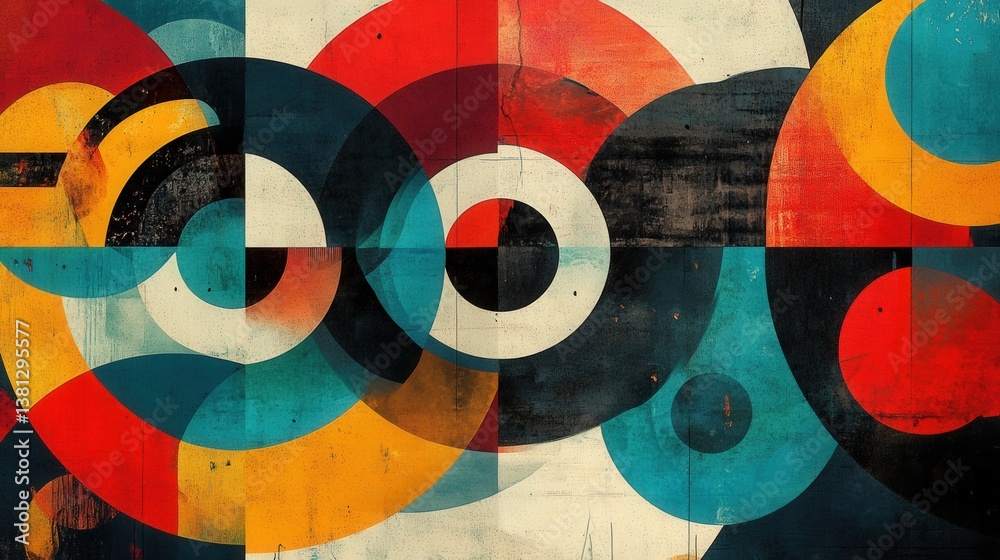 Abstract Geometric Design with Overlapping Circles, Modern Art Composition, Colorful Background, Minimalist Style. Abstract Geometric Design with Overlapping Circles, Modern Art Composition, Colorful Background, Minimalist Style.