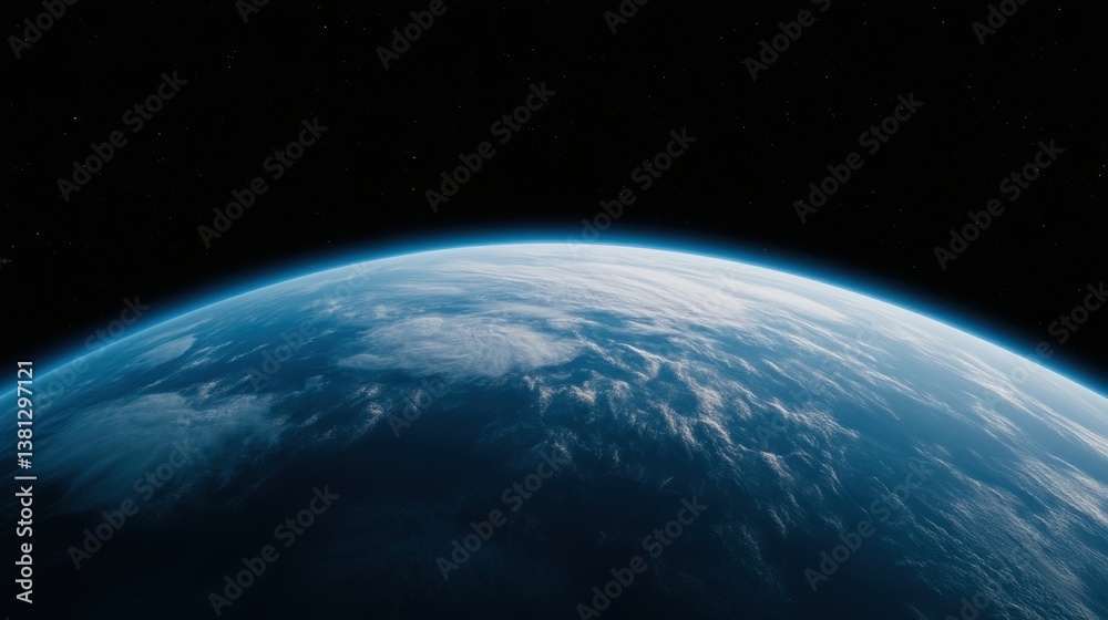 Obraz premium A breathtaking view of Earth from space, showcasing the curvature of the planet and the beauty of its atmosphere against a starry backdrop.