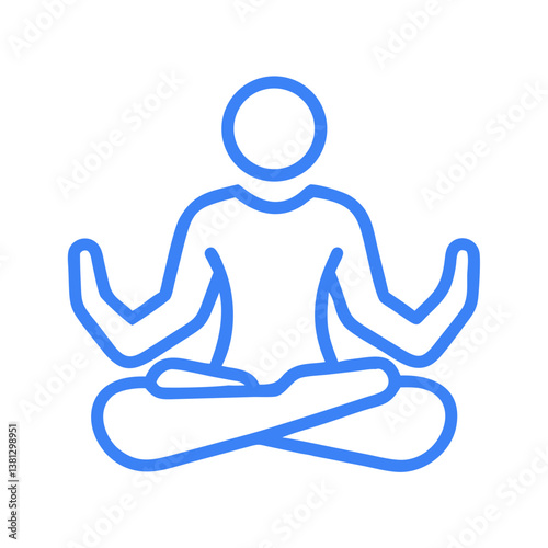 Meditating Person in Lotus Pose, Minimal Line Icon