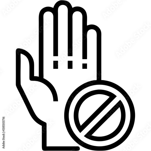 Stop hand icon illustration representing prohibition and caution concept, business icon