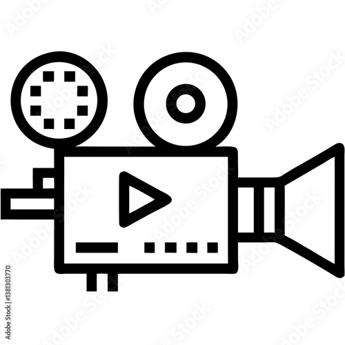 Video camera icon illustration representing film and recording concept, business icon