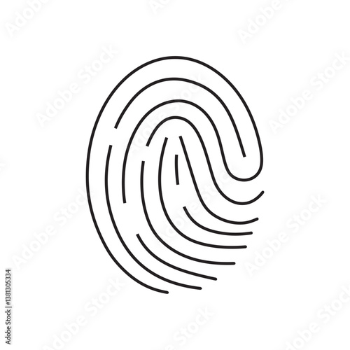 Simple fingerprint. Vector finger. Isolated on white background. Black imprint isolated on white background.