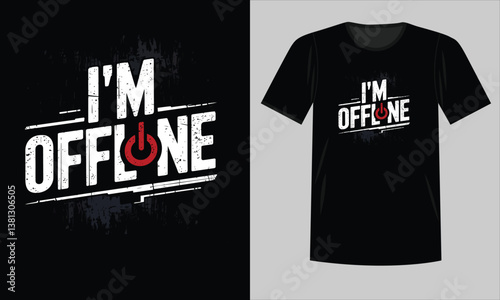 Grunge Style Offline Text Design for T-Shirt Printing