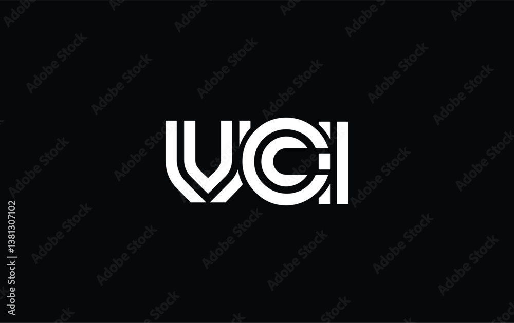 Fototapeta premium VCI Creative Unique Modern Letter Logo Design. Stylized logo featuring a unique letter design, presenting abstract minimalist aesthetics and modern appeal.
