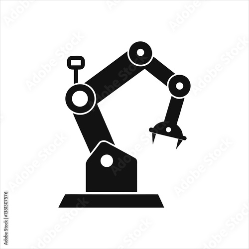  Industrial Robotic Arm Silhouette Automation and AI Vector