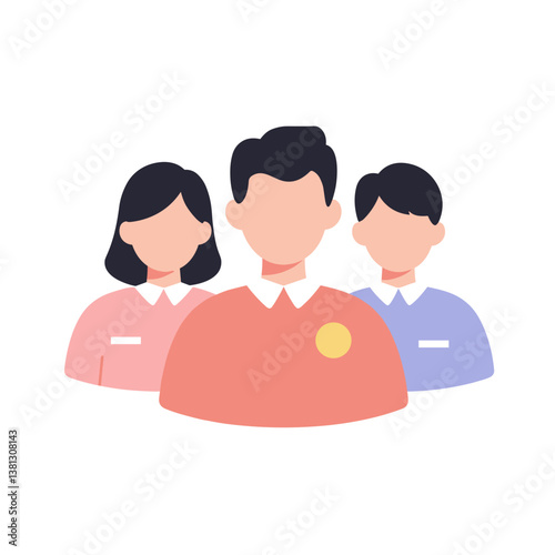 Group of volunteers working together in a minimalist flat design style