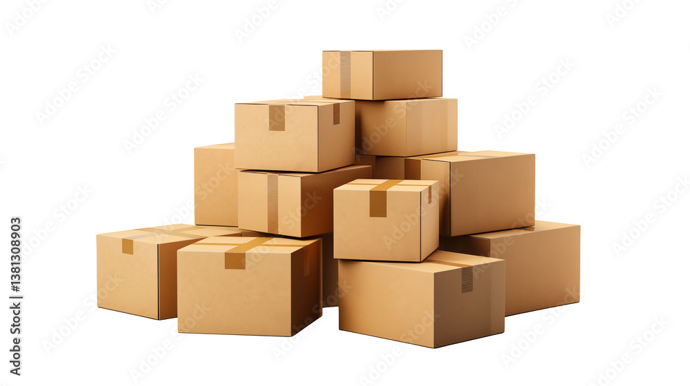 Cardboard boxes stacked moving boxes shipping boxes packaging boxes storage boxes brown boxes pile 92 isolated on transparent background Cardboard boxes stacked moving boxes shipping boxes packaging boxes storage boxes brown boxes pile 92 isolated on transparent background