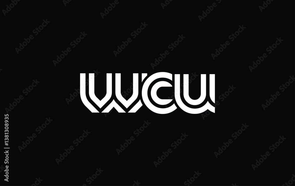 Fototapeta premium WCU Creative Unique Modern Letter Logo Design. Stylized logo featuring a unique letter design, presenting abstract minimalist aesthetics and modern appeal.