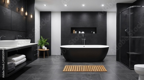 Luxury Bathroom Design Featuring Panoramic City Views Through Floor to Ceiling Windows