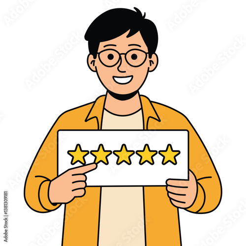 Customer feedback with questionnaire starts and emotions scale