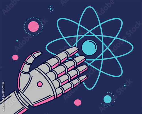 AI Hand Presenting Atom: Artificial Intelligence and Scientific Discovery.