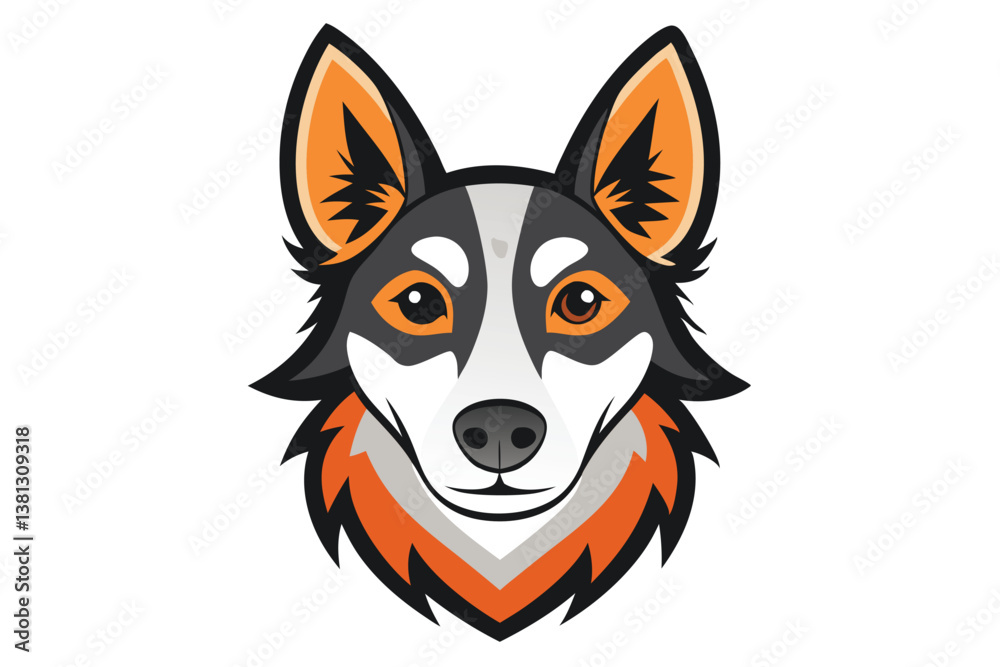 Fototapeta premium Stylized Dog Portrait with Orange Accents 