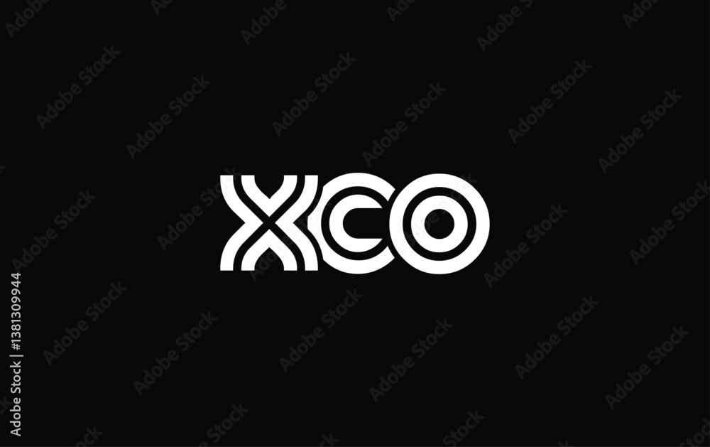 Fototapeta premium XCO Creative Unique Modern Letter Logo Design. Stylized logo featuring a unique letter design, presenting abstract minimalist aesthetics and modern appeal.