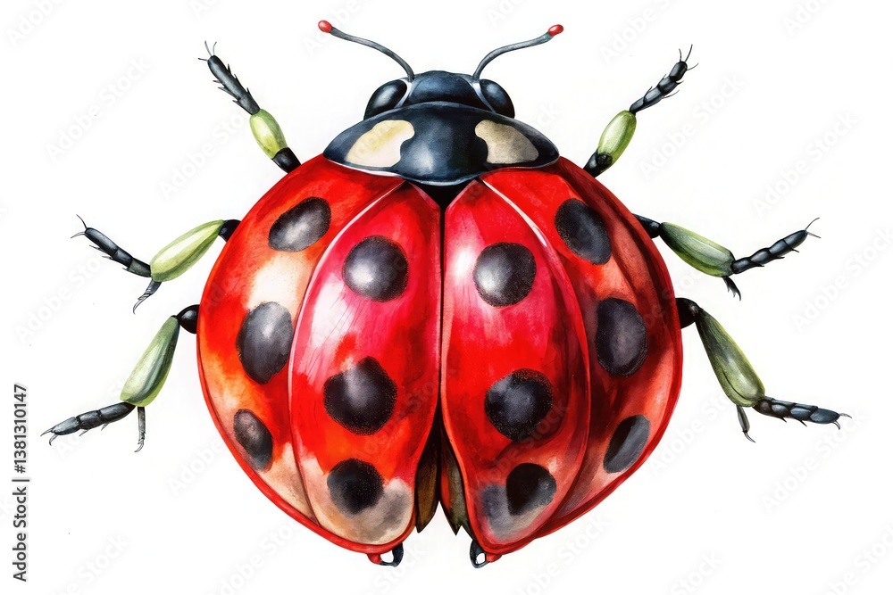 a bright lady bug with red wings and black spots a bright lady bug with red wings and black spots