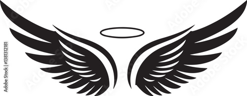 Wallpaper Mural Vector Angel Wings and Halo on White Background stock illustration Torontodigital.ca