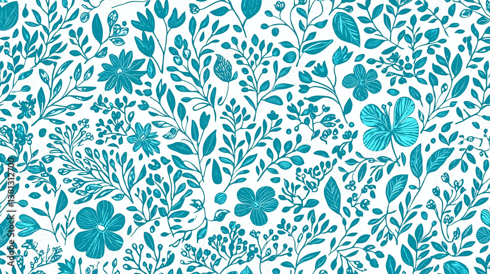 Fototapeta premium Vintage floral seamless pattern with butterflies and ornate design