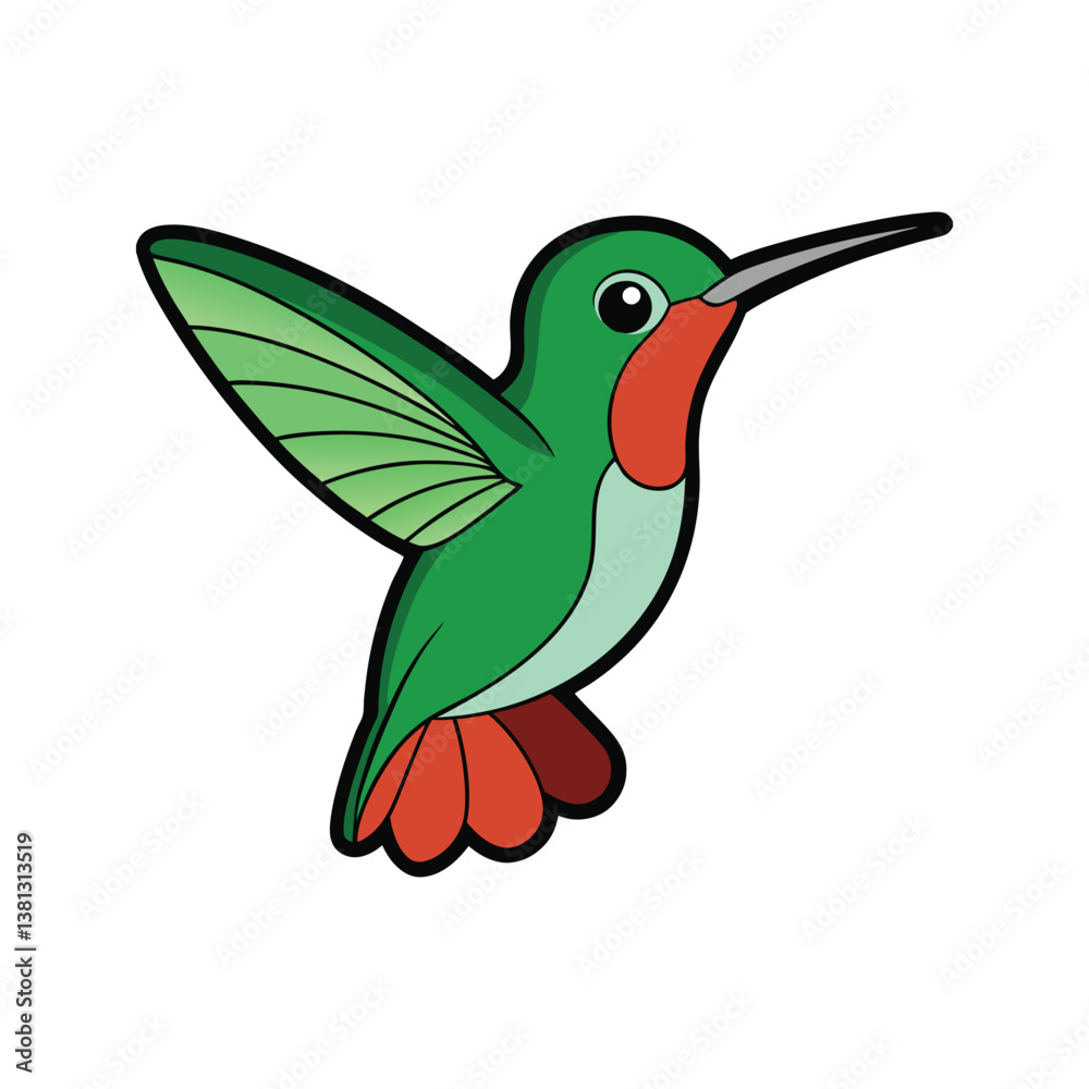 Obraz premium Stunning Ruby-Throated Hummingbird Nature Illustration