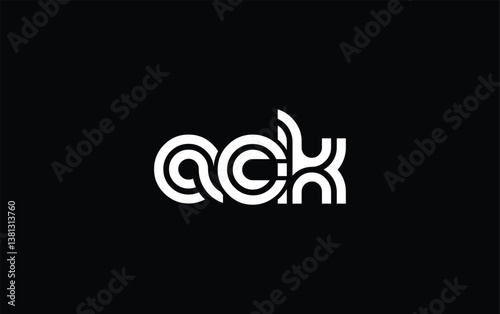 ACK Creative Unique Modern Letter Logo Design. Stylized logo featuring a unique letter design, presenting abstract minimalist aesthetics and modern appeal.