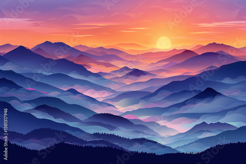 sunset in mountains