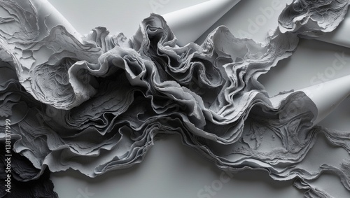 Scan of black linoleum ink residue, linocutting paint roller texture on a white paper backdrop.
