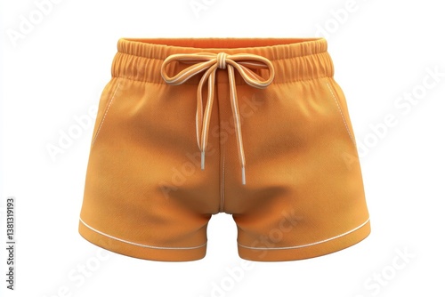 Isolated Orange Shorts with Drawstring Waistband for Summer Fashion
