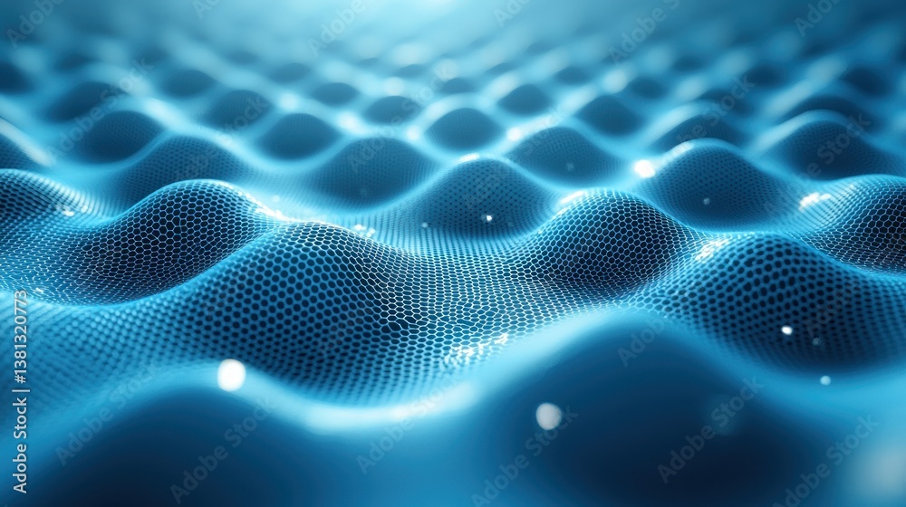 Abstract Blue Wavy Surface: Digital Mesh Landscape Abstract Blue Wavy Surface: Digital Mesh Landscape