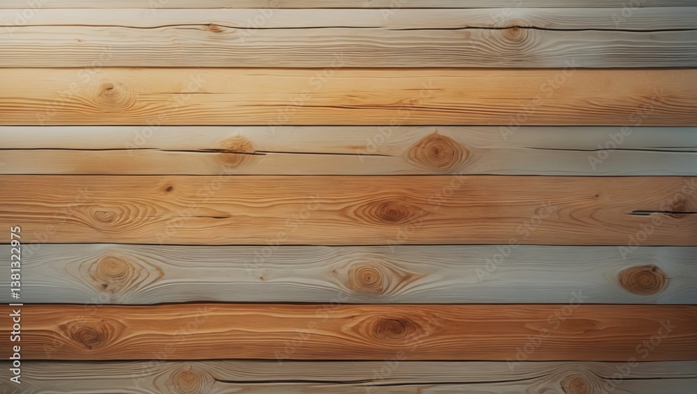 Naklejka premium Round Rustic Log Wall Background with Horizontal Timber. Planed Wood. Natural texture of a wall facade for a cabin or house.