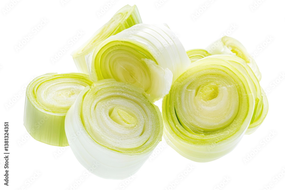 Sliced Leek Image on transparent background Sliced Leek Image on transparent background