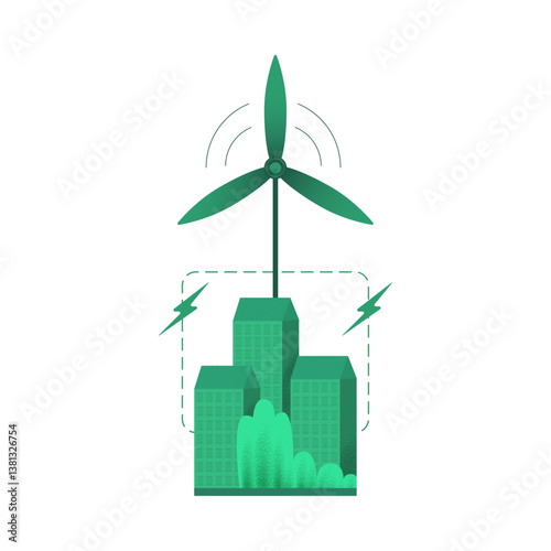 A conceptual vector of green energy and wind turbines