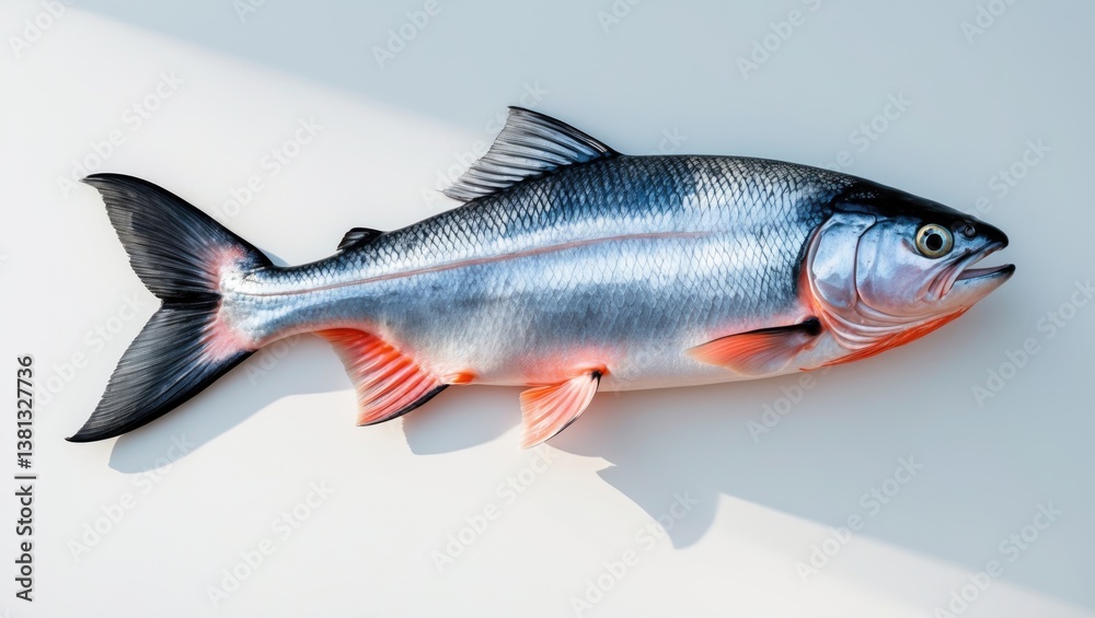 Obraz premium Salmon fish displayed on a white background without any shadow.