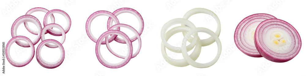 Sliced and whole red onion showcasing vibrant rings and textures. Sliced and whole red onion showcasing vibrant rings and textures.