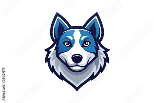 Husky Dog Logo Design, Canine Animal Mascot Head on White Background