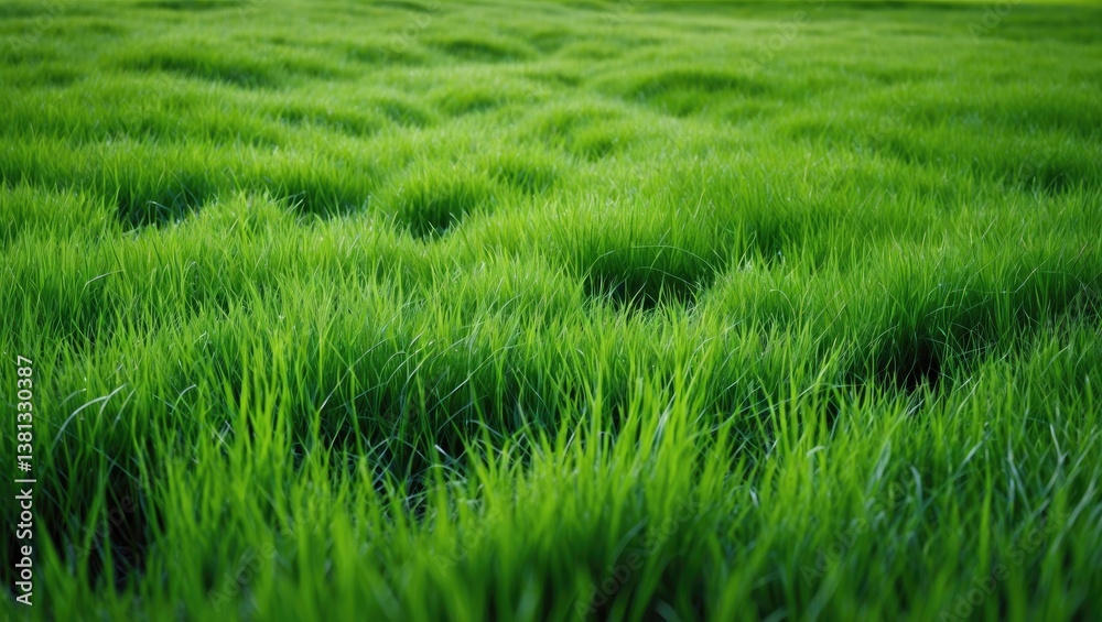 landscape green grass field in extended view. Close-up of green grass meadow devoid of trees. vacant grassland, park scenery. landscape green grass field in extended view. Close-up of green grass meadow devoid of trees. vacant grassland, park scenery.