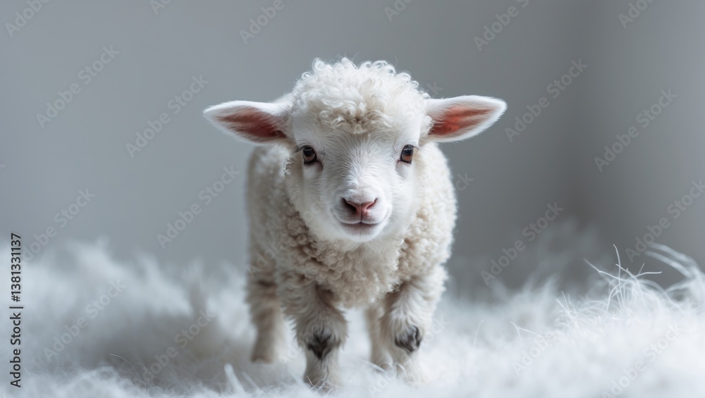 Obraz premium Lamb upright, set against a plain background.