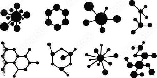 Molecule or formula icon in flat set. The Chemistry chemical structure Laboratory symbol isolated on transparent background