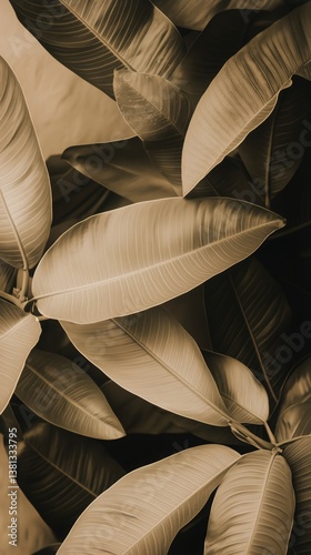 Beautiful Arrangement of Leaves in Shades of Beige and Brown in a Natural Set...