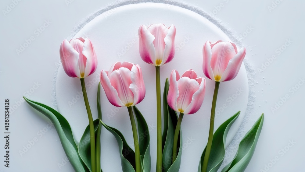 Fototapeta premium Pink tulip flowers on a white background, isolated with clipping path.