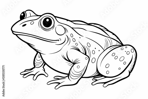 coloring page line art the african bullfrog vector